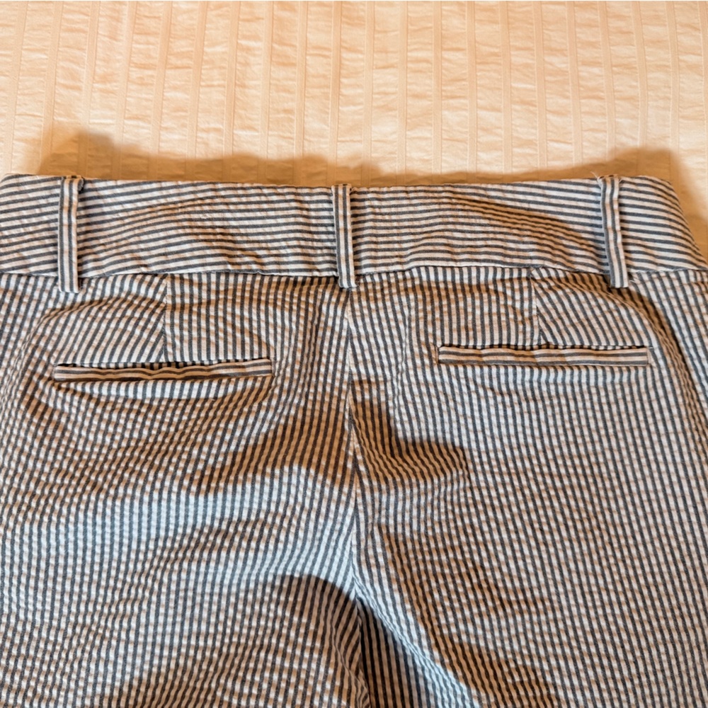 LOFT Seersucker Blue and White Striped Pants - Picture 4 of 6